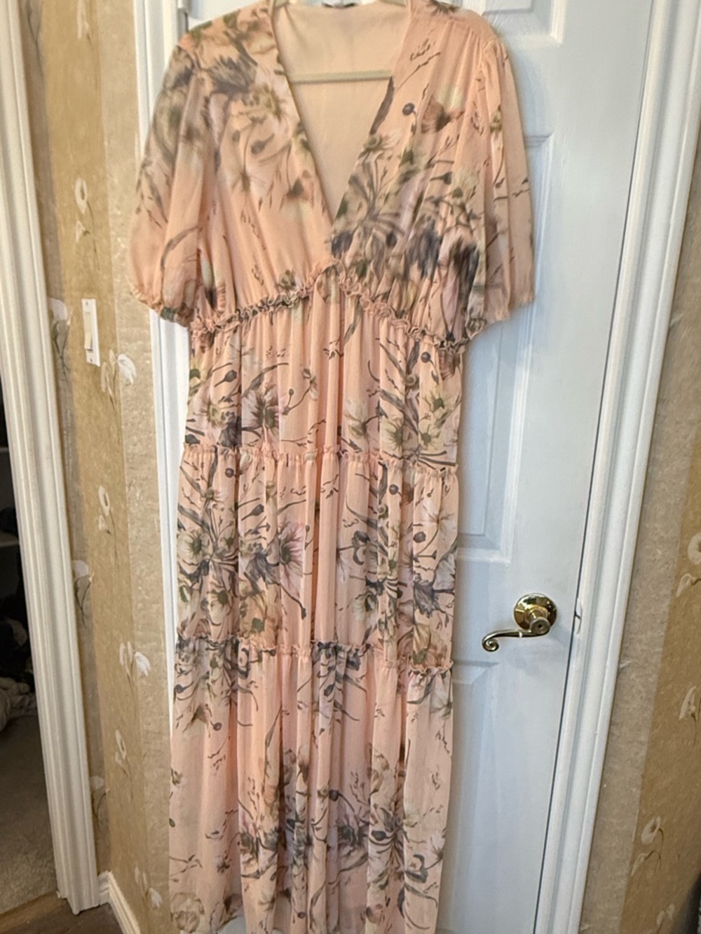 Baltic Born peach Floral Tiered Maxi Dress